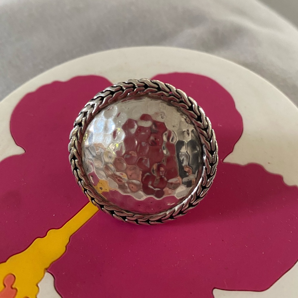 NWOT John Hardy Large Sterling Silver Palu Hammered Weave Ring Size 7
